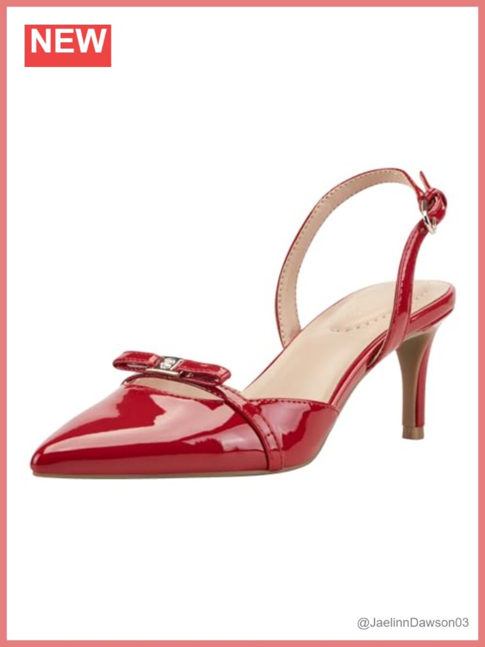 Faux Patent Leather Pointy Toe Kitten Heel Pumps with Buckle Closure